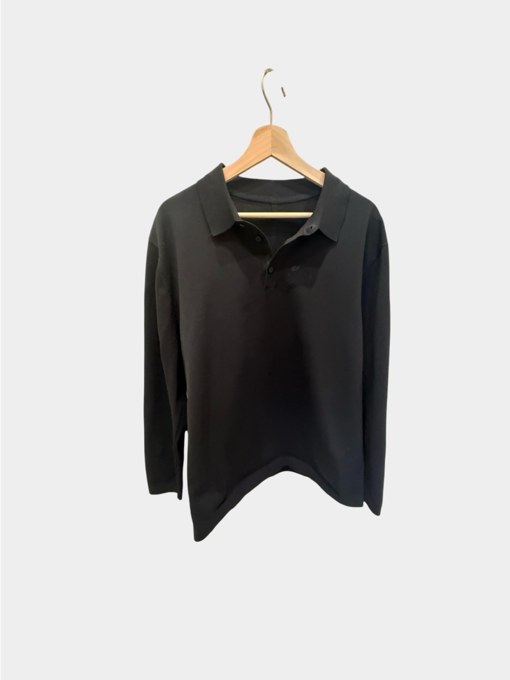 Lululemon Textured Long Sleeve Polo Shirt Black XL